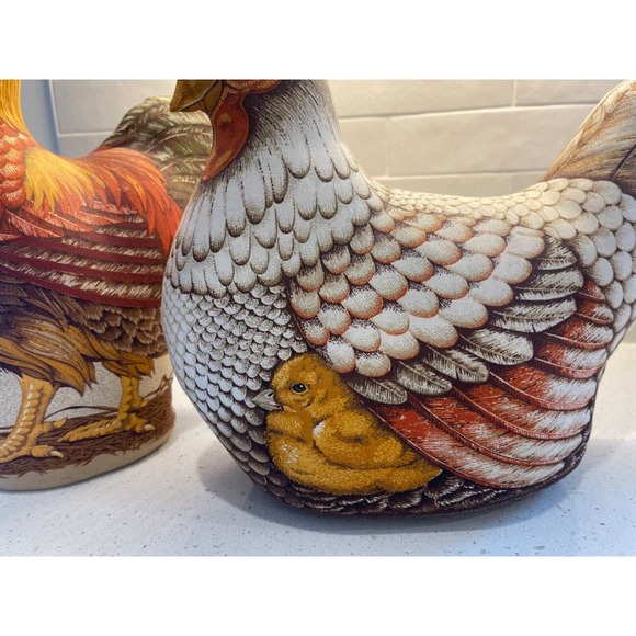 Chicken and‎ Rooster Hand Sewn Plush Fabric Decorative Set of 2 - Picture 8 of 16